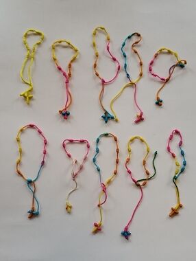 Knotted Cord Rosary Cross Prayer Bracelets Lot of 10